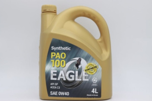Масло бензиновое EAGLE PAO-100 SYNTHETIC 0W40 API SP  4L фото 123225