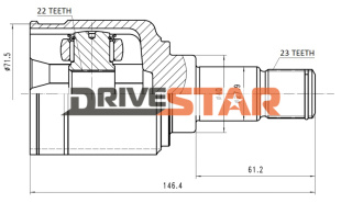 DRIVESTAR ШРУС ВНУТРЕННИЙ ЛЕВЫЙ 22x40x23  IC-EFD0003-FL фото 122372