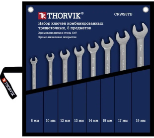 Набор ключей гаечных комбинированных трещоточных в сумке, 8-19 мм, 8 предметов CRWS8TB фото 129286