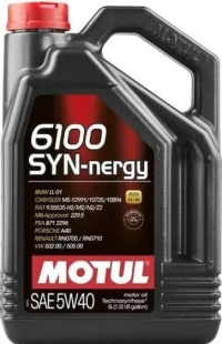 MOTUL 6100 Syn-nergy 5w40  SN, A3/B4   5 л (масло полусинтетическое) 111690/107978/107979 фото 123088