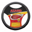 Оплетка на руль AZARD PLAID экокожа, вставки Карбон, прострочка красная, M /черный/OPLA0160